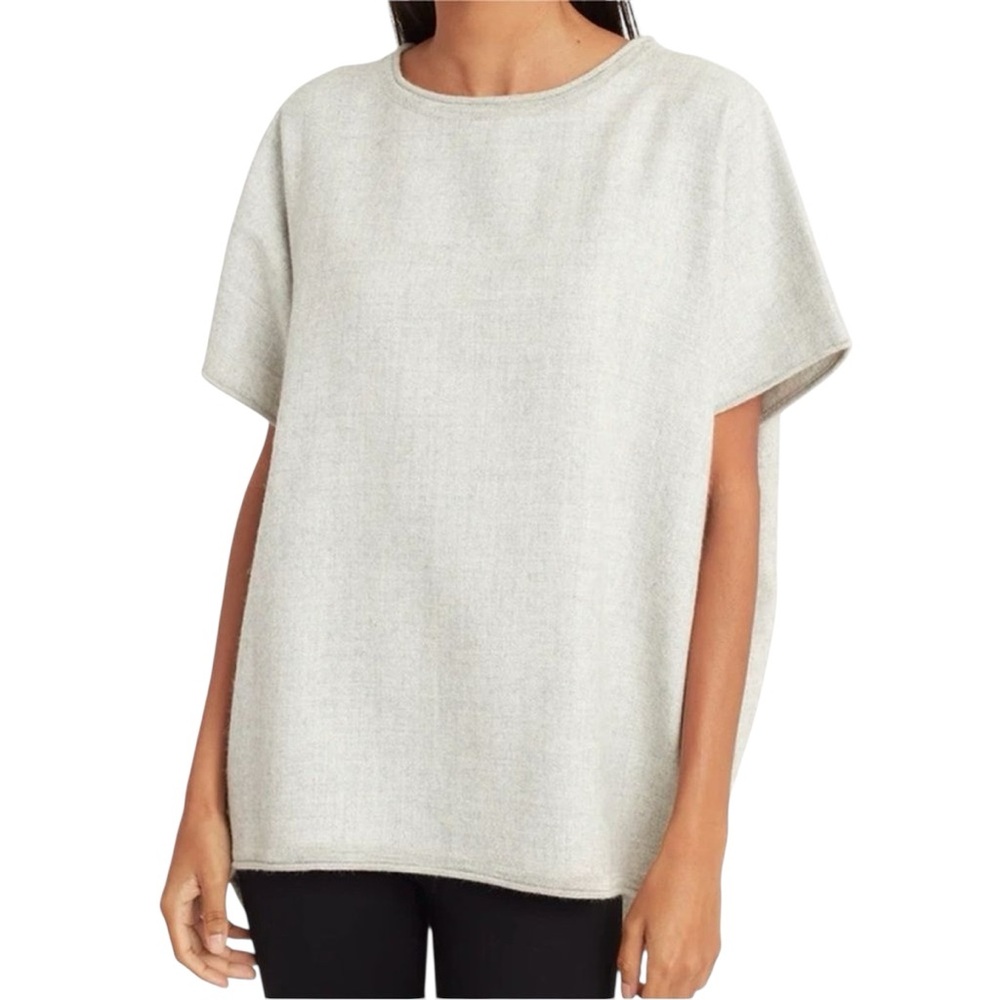 Cuyana Baby Alpaca Gray Short Sleeve Sweater Top